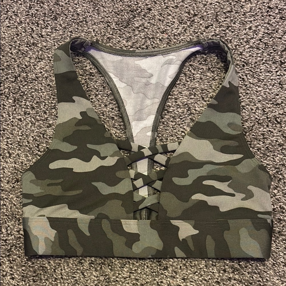 PINK Victoria's Secret Green Camouflage Sports Bra